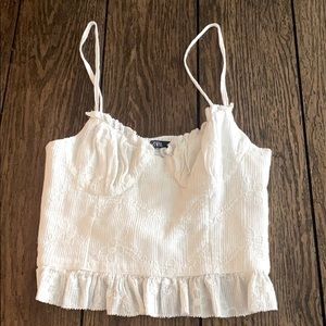 Zara Textured White Crop Corset Top - S